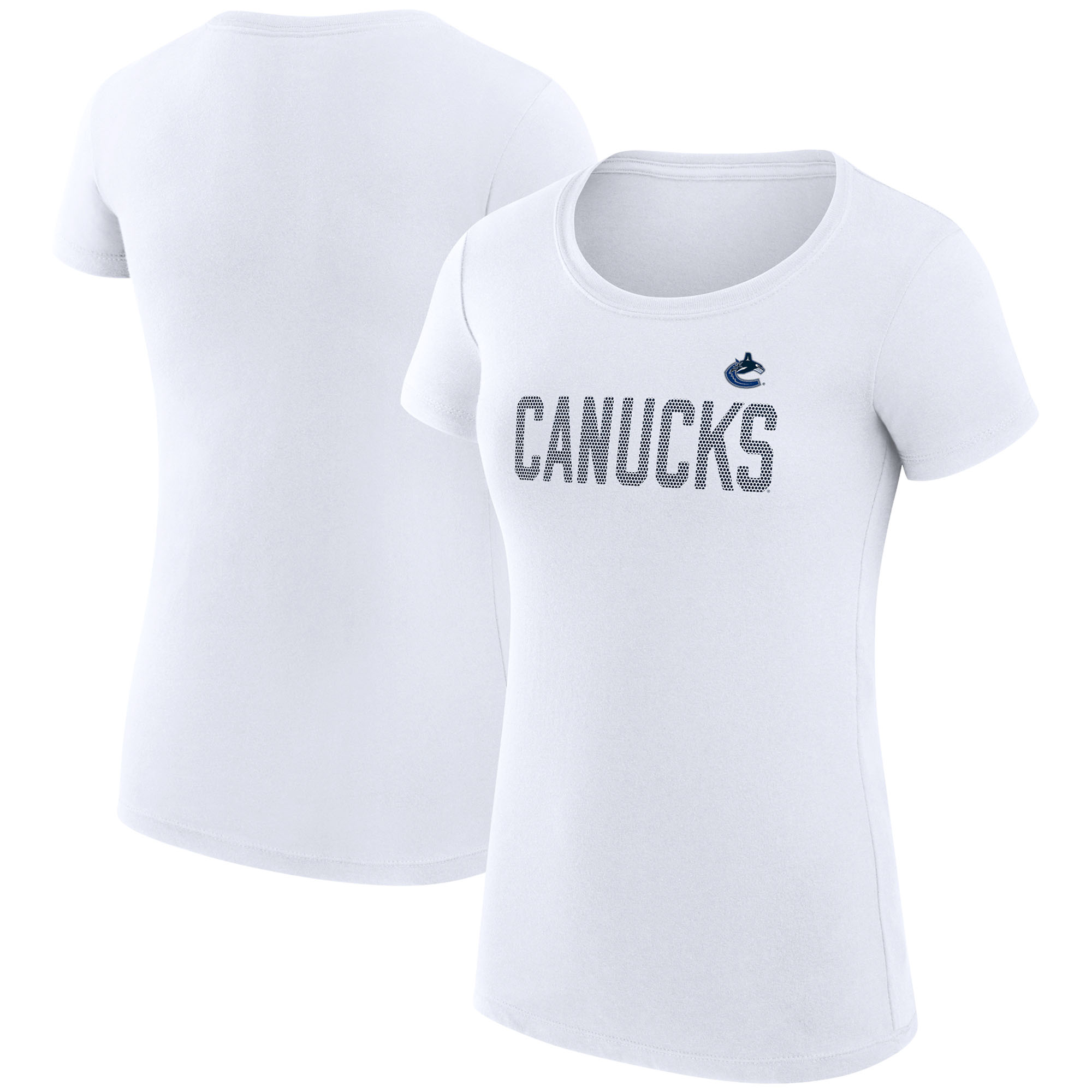 Women's G-III 4Her by Carl Banks White Vancouver Canucks Super-Slim Fit Lightweight Dot Print Team T-Shirt